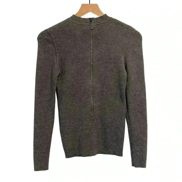 Sonia Rykiel Wool Gray Mock Neck Sweater, Back Zipper With Crystal Details EU 40 - Picture 2 of 12
